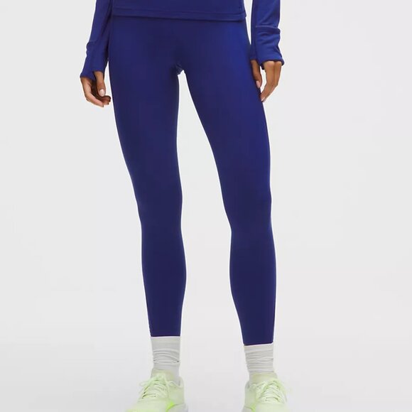 lululemon athletica Pants - Lululemon Fast and Free Leggings w/ Pockets 28” Deep Sea Blue Size 10 NWT